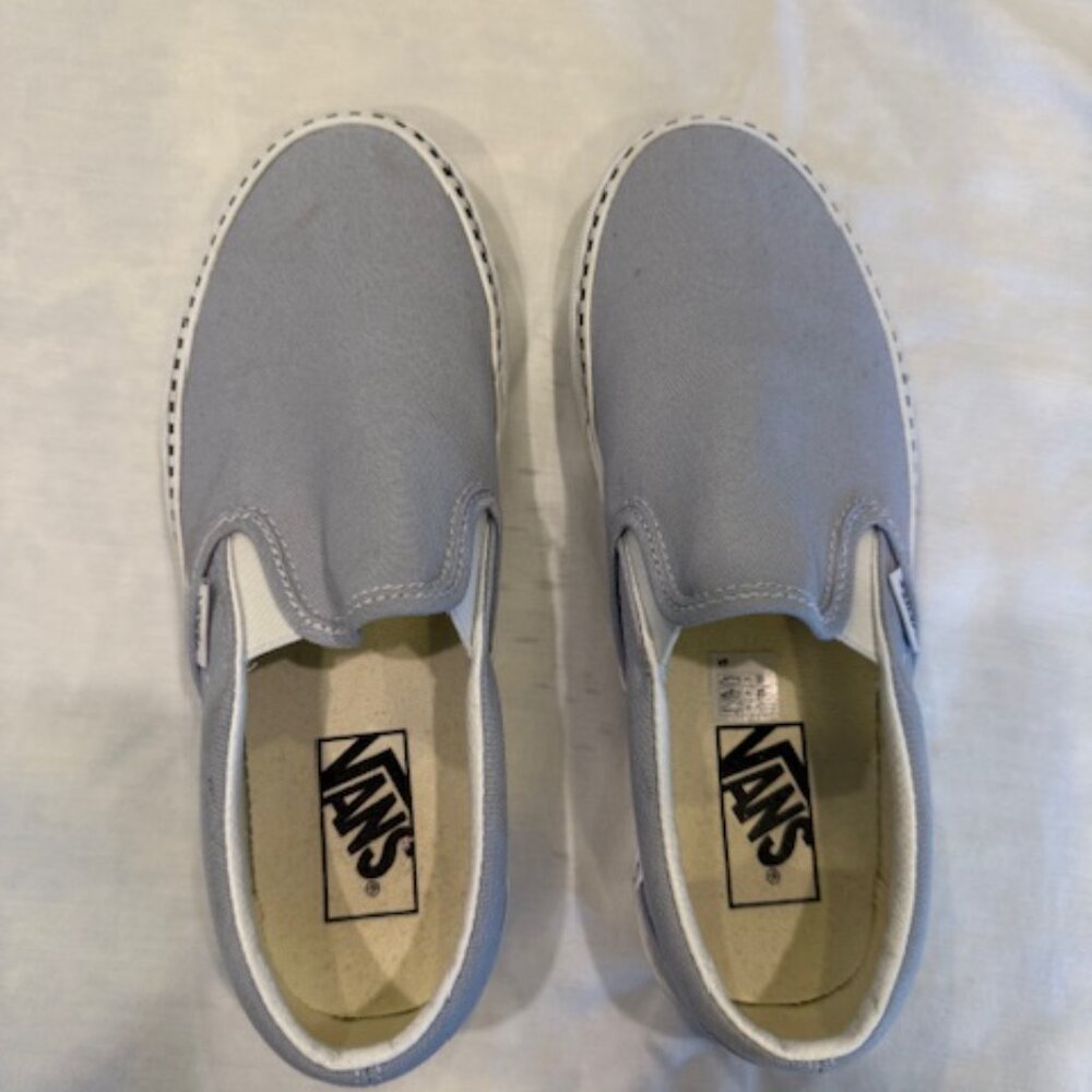 Vans- Classic Slip On Checkerboard Foxing Gray Size 7 Women's - Picture 5 of 5